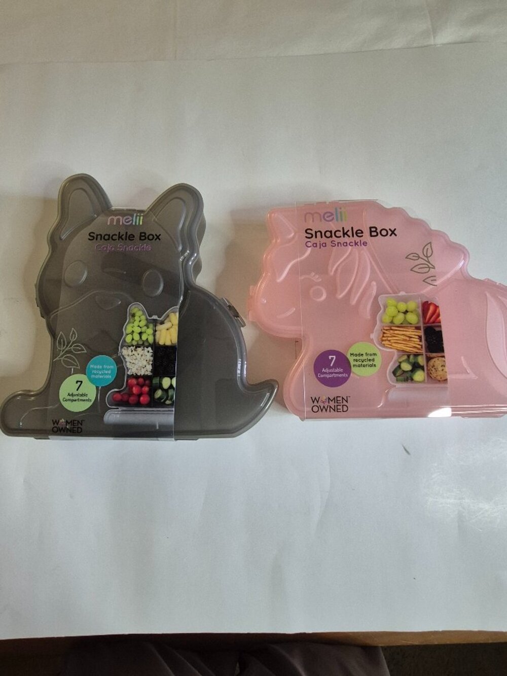 Melii Dog + Unicorn Shape Snackle Box Bundle With 7 Adjustable Compartments, NWT